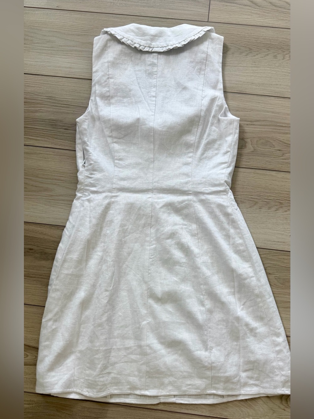 Caroline Constas White Ruffled-Collar Linen Mini Dress - Picture 4 of 4
